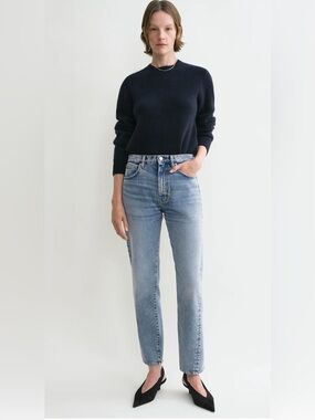 Toteme twisted seam High-Rise Straight Leg Women’s Jeans in medium blue 26”x30”